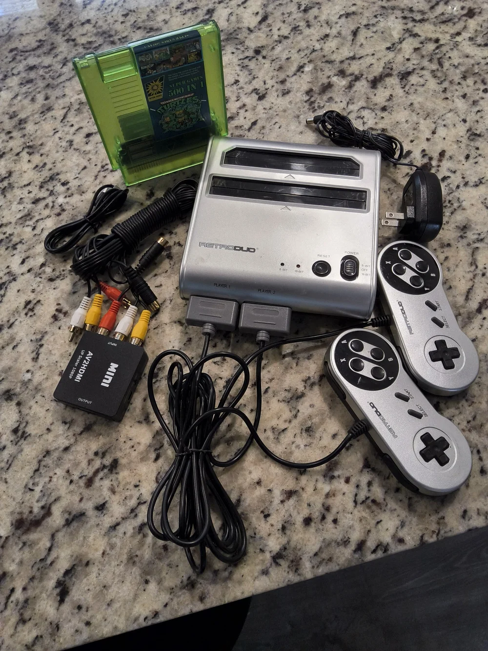 Retro Gold 2-Player TV Game Console with Silver Controllers -